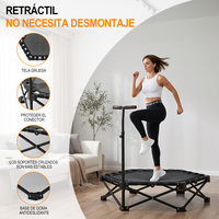 Trampolín Hexagonal Negro Plegable de Acero, Resistente, Capacidad de 150 kg, para Ejercicio en Interiores y Exteriores, Disponible en España