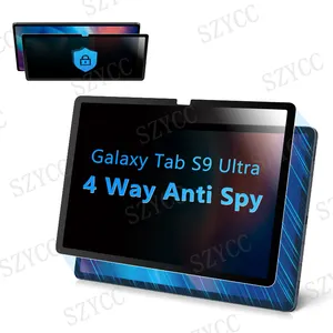 Pelindung layar Privasi 4 arah yang dapat dilepas, pelindung layar Anti silau pemasangan mudah untuk Sam Galaxy Tab S9 Ultra