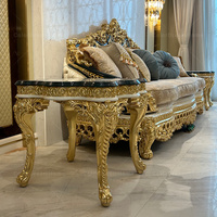 Royal Furniture Dubai Ensemble de tables basses pour le salon Table d'appoint de luxe Table basse dorée vintage avec dessus en verre