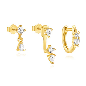 Juego de Aretes CANNER con Diseño de Gota de Agua, Borla, Estrella, Geometría, Zirconia, Aretes de Aro y Perno en Plata 925 - Product Image 1