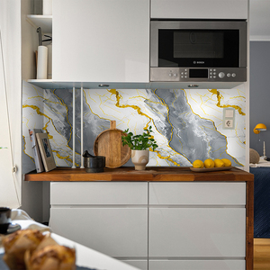 Panel de Pared con Efecto Mármol Brillante para Mueble de TV, Recámara o Sala de Estar, Base de PVC, Lámina de Panel de Pared con Protección UV, Resistente a la Humedad y a la Decoloración, para Interiores - Product Image 2