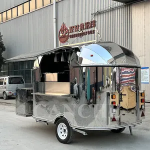 Airstream - Caminhões de comida em aço inoxidável coloridos, melhor venda, trailer móvel para comida com máquina de churros espanhóis