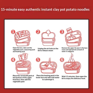 Nouilles aux pommes de terre en pot en terre cuite Tian Xiaohua, <span class=keywords><strong>mini</strong></span> fondue auto-chauffante, 20g/283g, en boîte, repas <span class=keywords><strong>instantané</strong></span> pratique, <span class=keywords><strong>prêt</strong></span> à manger - Product Image 4