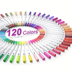 Ensemble de <span class=keywords><strong>120</strong></span> marqueurs à pointe fine pour art, calligraphie, aquarelle, feutres pour tissu, non effaçables, avec sac de rangement - Product Image 2