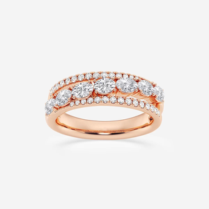 Anillo de Joyería Fina Elegante de Oro de 14K y 18K con Diamantes Redondos y Piedras Centrales Ovaladas de 1 1/4 CTW con Diseño Cruzado de Diamantes para Mujer - Product Image 1