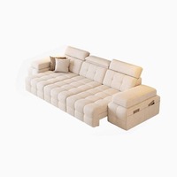 Canapé-lit moderne en tissu Chenier à trois places, électrique, télescopique, réglable avec télécommande, idéal pour grand salon et home cinéma
