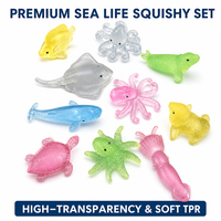 Magnifiques jouets Mochi souples et mignons en TPR transparent, animaux marins anti-stress, jouet Mochi coloré pour capsule de 2,5 pouces