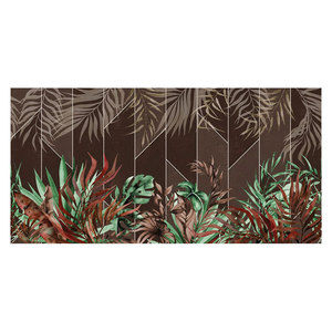 ผนังใบปาล์มป่าฝนเขตร้อนทาสีด้วยมือครอบคลุมร้านอาหารไทยเอเชียตะวันออกเฉียงใต้วอลล์เปเปอร์บาร์สไตล์ตั้งแคมป์ - Product Image 5