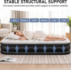 <b>Single</b> Foldable Portable Foam Air Mattress Convertible <b>Inflatable</b> <b>Bed</b> with Built-in Pump Suitable for Outdoor Camping Home Use - Product Image 4