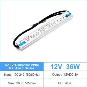 IP67 กันน้ำได้ 36W/75W/100W CV 0-10V/1-10V/10V PWM/Rx ไดรเวอร์ LED แบบหรี่แสงได้ 100-240V AC-DC 12V 24V แหล่งจ่ายไฟ LED แรงดันไฟฟ้ากว้าง - Product Image 2