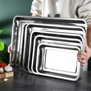 Plateaux de rangement en acier inoxydable pour nouilles et saucisses vapeur, plats à fruits, assiettes de cuisson pour pâtisseries et aliments, pour restaurants, hôtels et cuisines - Product Image 1