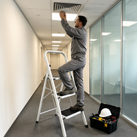 Fournisseur PRO - Échelle pliante en acier à 3 marches, large, antidérapante, avec marches rembourrées, main courante, portable, antirouille, capacité 150 kg, pour escalier et salle de sport
