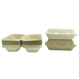 Compostable Taken Away Bagasse Food Containers Disposable Lunch Box Sugarcane Pulp Clamshell Biodegradable Food Packaging
