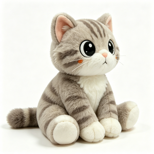 Customized Gray tabby <b>cat</b> <b>plush</b> toy, Cute <b>cat</b> stuffed animal, Cartoon tabby <b>cat</b> stuffed toy - Product Image 2