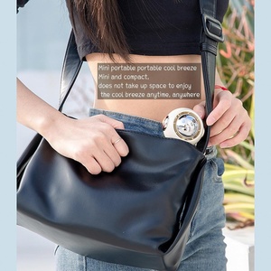OEM Logo Custom Portable Wearable Mini USB Desk Handheld Fan Dual Blades 1200mAh Battery <b>Three</b> Levels Air Cooling Plastic - Product Image 6
