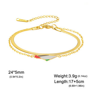 ขายส่งกำไลข้อมือแฟชั่นสแตนเลส 316L ชุบทอง 14k 18k ลายแผนที่ปาเลสไตน์ กำไลปรับขนาดได้สำหรับผู้หญิง - Product Image 5