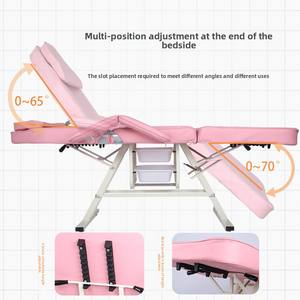 Cama de masaje multifunción, silla <span class=keywords><strong>Facial</strong></span>, plegable, ajustable, para SALÓN DE Spa, cama de belleza, tatuaje, pestañas, cama de belleza/silla con taburete - Product Image 3