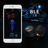 Système de surveillance de la pression des pneus TPMS avec capteur Bluetooth 5.2 pour moto, compatible Android et iOS, avec alerte de sécurité des données et contrôle via application