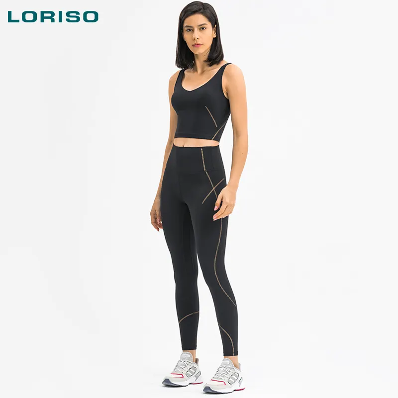 2022 Loriso Fitness Fashion Items Sublimatie Streep Leggings En Beha Vrouwen Workout Set Luxe Yoga Sport Kostuums Voor Vrouwen