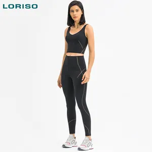 2022 LORISO fitness fashion items sublimation stripe leggings and bra women workout set luxury yoga sport costumes for women