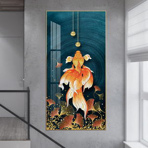 Une carpe orange peintures et art mural pour la décoration de la maison mer vie <span class=keywords><strong>poisson</strong></span> animal cristal porcelaine peinture impression sur toile et poster - Product Image 4