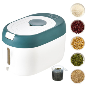 Conteneur de stockage de céréales multifonctionnel hermétique en plastique PP+PS pour la maison et la cuisine, capacité de 10 kg, pour le riz et les aliments pour animaux de compagnie - Product Image 1