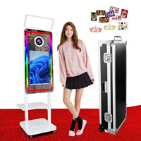 Photomaton Miroir Magique Carré Tactile 21,5 Pouces avec Plateau d'Impression Intégré – Machine Photobooth Selfie