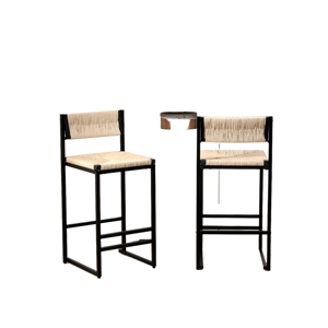 <b>Bar</b> <b>Stools</b> Set of 2 Fabric Paper Rope Weave Metal Frame Contemporary Design for Home <b>Bar</b> - Product Image 1