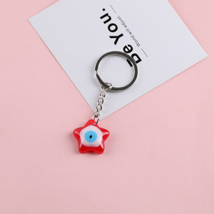 Llavero de Ojo Turco Rojo, Colgante de Resina con Forma de Estrella, Corazón y Óvalo, Cadena de Aleación de Zinc, Accesorio - Product Image 2