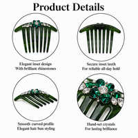 Peigne latéral de luxe en strass [Eco-Acétate] ; Barrette à cheveux fleurie en cristal étincelant ; Accessoires de coiffure élégants de style français