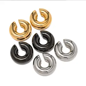 2023 nouvelle personnalité 18KGold plaqué acier inoxydable boucles d'oreilles femmes mode bijoux oreille manchette sans Piercing