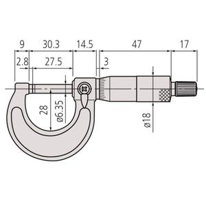 Micromètre extérieur Mitutoyo 400-425 mm, graduation 0,01 mm, butée à cliquet - Product Image 3