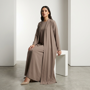 Custom Muslim Women <b>Abaya</b> Premium <b>Satin</b> Fabric <b>Open</b> <b>Abaya</b> Ready Stock Full Length Islamic Muslim Dubai Eid <b>Abaya</b> Wholesale - Product Image 1