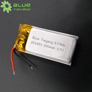 Blue Taiyang 261853 3.7v 200mah li-po 0.74wh recharge battery capacity 200mah li ion polymer battery