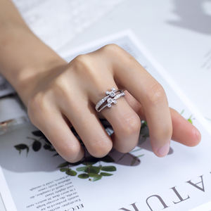 Anillo de Diamantes Redondos Chapado en Oro Blanco S925 MSR-1514 de Messi Jewelry para Mujer - Product Image 5