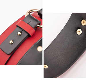 Großhandel Erwachsenen-SM-Set mit Handschellen, Rotem PU-Sklaven-Halsband, Kette, Spanking-Zubehör, Alternatives Spielzeug Modell SM806NR - Product Image 6