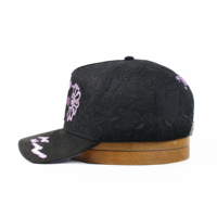 Casquettes de baseball personnalisées INNEDIT MURATRAVIS en daim électrique à 5 panneaux, unisexe, avec fermeture à boucle simple, motif floral violet de dessin animé