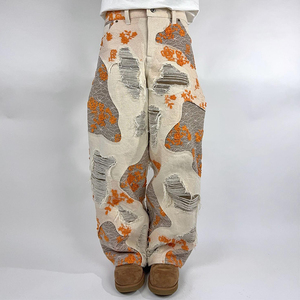 Pantalons de survêtement pour homme, sur mesure, lourds, rétro, amples, droits, brodés, délavés, patchwork, décontractés, fabriqués en usine - Product Image 1