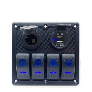 Caja de Control de Interruptores Basculantes de 4 Canales de 12V para Auto/RV, Personalizada de Fábrica, Color Negro - Product Image 1
