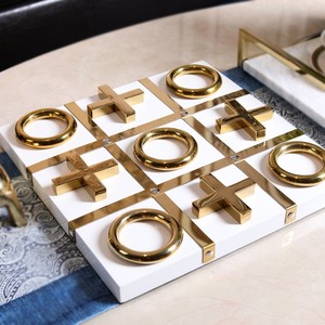 Vente en gros d'usine Décoration Jeu de société international Tic-Tac-Toe <span class=keywords><strong>Xo</strong></span> Échiquier en métal et bois Ornement de bureau Cadeau Anniversaire - Product Image 3