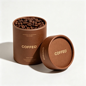 Recycled Kraft Paper Tube <b>Clear</b> PVC Cylinder Aluminum Foil Lined Food Coffee Bean Gift Packaging <b>Box</b> - Product Image 2