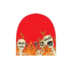 सस्ती महिलाएं खोपड़ी और आग की लौ बुना हुआ हैमेन ट्रांसफर प्रिंट शीतकालीन हैट ऐक्रेलिक बुना हुआ कस्टम महिला - Product Image 3