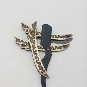 Rasoir droit de barbier professionnel avec poignée en laiton Outil de rasage à lame unique - Product Image 3