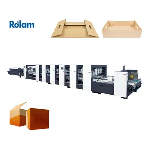 Automatic 3 Points Rolam PCS Servo Motor Control High Speed Box Folder Gluer Crash Lock Bottom 4 6 Corner Folding Gluing Machine