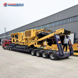 Cina menggunakan beban berat tugas berat kasur rendah Flatbed truk semi-trailer untuk transportasi peralatan besar Bulldozer ekskavator - Product Image 1