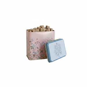 Kontensan ER2051G 80x120x120 mm Pastel Pink <b>Floral</b> Design Rectangular Metal <b>Storage</b> <b>Box</b> with Slip Lid 1L Capacity - Product Image 2