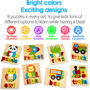 Juguete Educativo Temprano, Rompecabezas de Madera Tridimensional para Niños con Animales de Dibujos Animados, Juguete de Desarrollo de Inteligencia Transfronterizo - Product Image 3