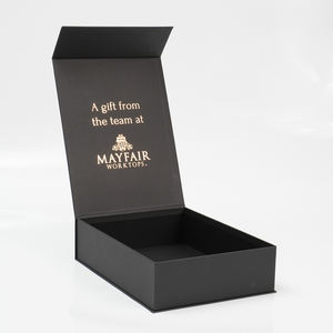 Boîtes d'emballage magnétique en papier avec logo personnalisé Boîte cadeau magnétique recyclable noire rigide avec doublure en velours - Product Image 2