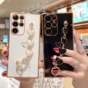 Lujo amor corazón pulsera suave cubierta Capa caso para Sam S25 S24 S23 Ultra S22 Plus S21 S20 FE A14 A34 A54 <span class=keywords><strong>A53</strong></span> A52 A13 A16 <span class=keywords><strong>A33</strong></span> - Product Image 3
