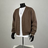 Nouveau Cardigan Tricoté Personnalisé pour Homme en Viscose, Style Coréen, Couleur Unie, Automne, Décontracté, Ample, Polyvalent, Vente en Gros, Designer